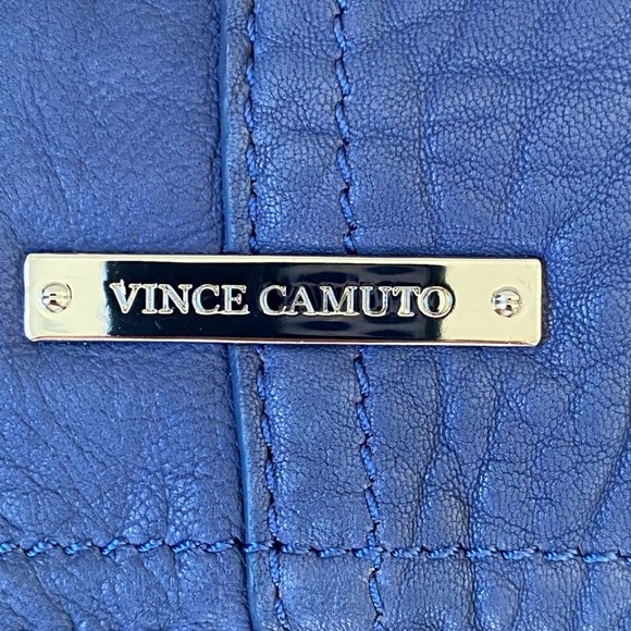 VINCE CAMUTO "Brett" Soft Bubble Lamb Leather  Cobalt Blue Hobo Shoulder Bag - Picture 2 of 9